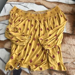 Yellow Floral Off The Shoulder Top